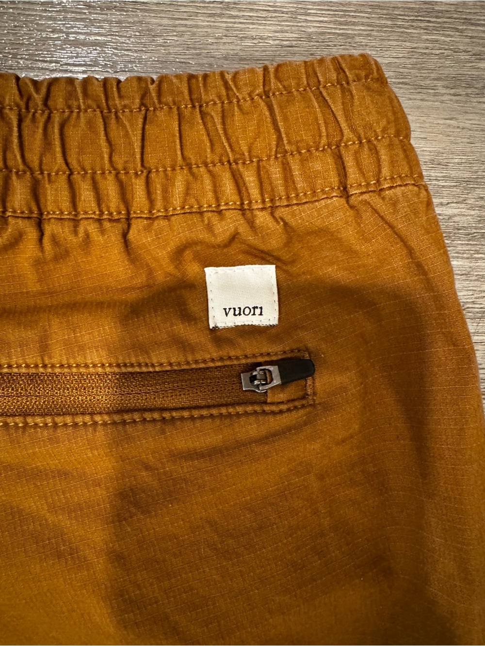 Vuori DurraTerra Ripstop Fabric Drawstring Pants in Caramel Brown Organic Cotton - Picture 4 of 4